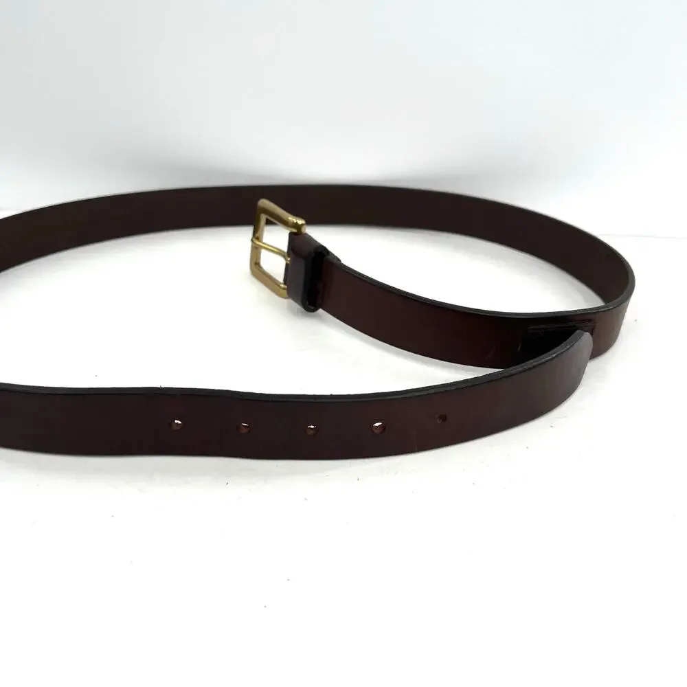 Polo Ralph Lauren men’s leather brown logo square brass buckle belt